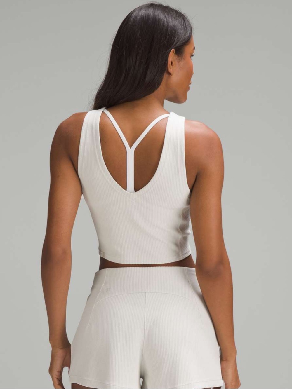 Lululemon Ribbed Softstreme Cropped Tank Bone Pilates Athleisure Tennis Size 2